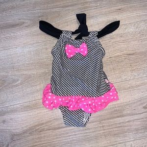 Floatimini black & white zig zag print tulle skirt one piece swim suit 3T